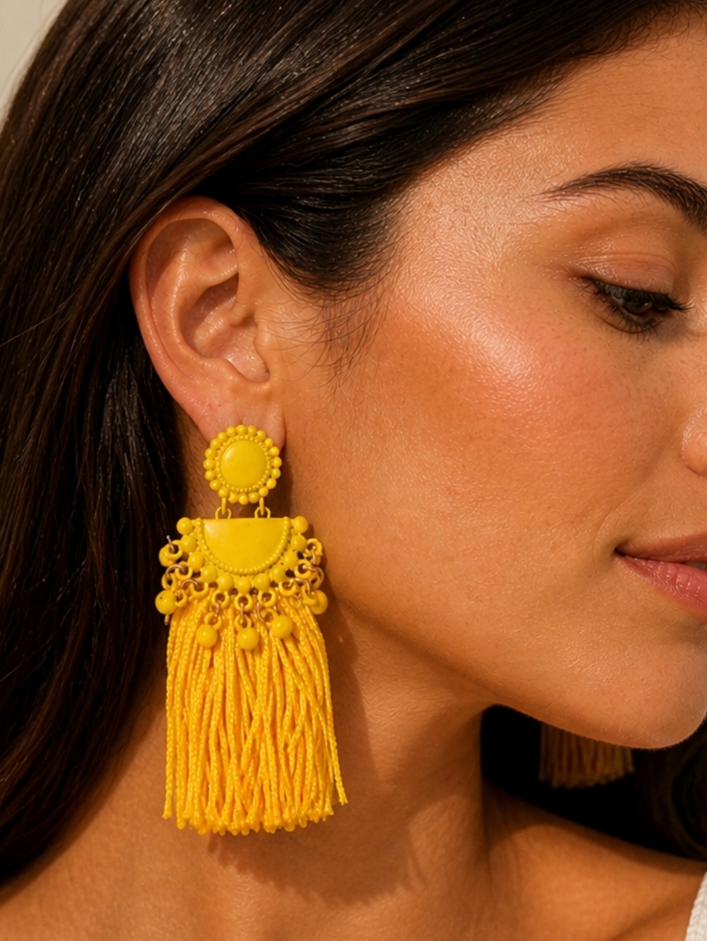 Yellow Tassel Earrings